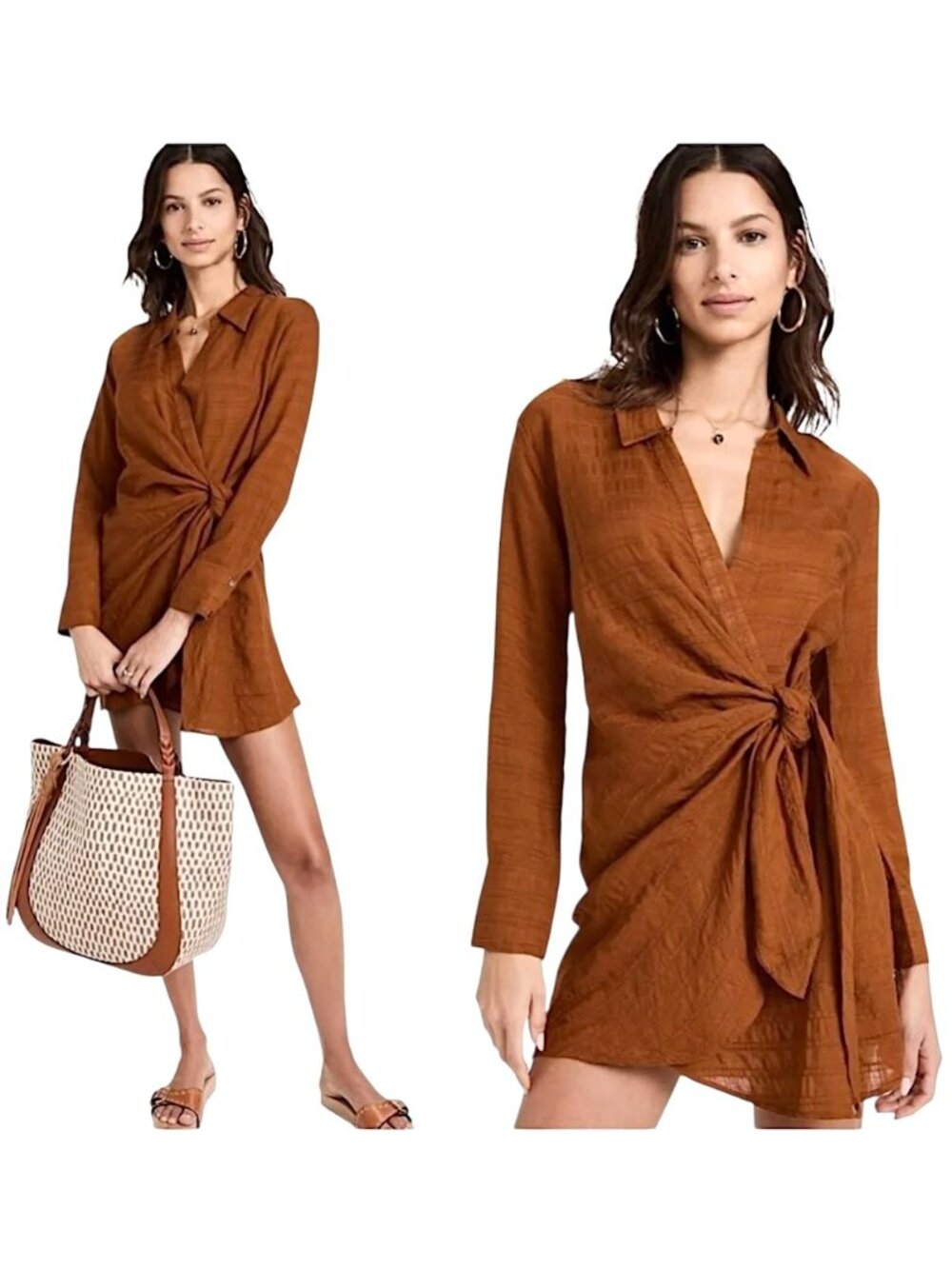 L*Space Daydream Tunic Dress or Beach Cover-Up Copper Brown Size L